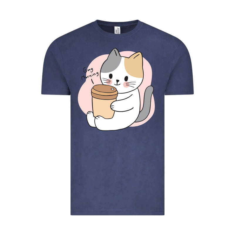 Cat Drinking Coffee Kitten Kawaii Japanese Kitty Vintage Tee by linhVisuals | Teevron