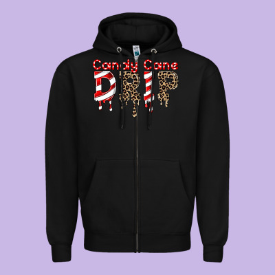 Candy Cane Drip Zipper Hoodie Designed By Fadigitalartstudio