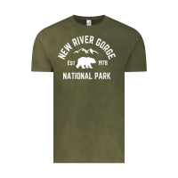 Vintage Olive womens new river gorge national park bear west virginia nature v neck Vintage Tee - linhVisuals