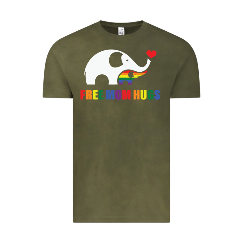 Free Mom Hugs Pride Elephant Rainbow Vintage Tee by linhVisuals | Teevron