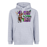 Heather Grey Moo I Mean Boo Heavyweight Hoodie - CowhideDigitalArt