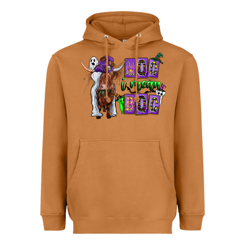 Moo I Mean Boo Heavyweight Hoodie by CowhideDigitalArt | Teevron