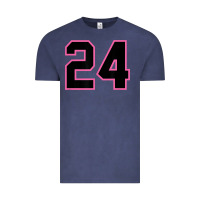 Vintage Denim number 24 sports jersey athlete fan pink black lucky number t shirt Vintage Tee - linhVisuals
