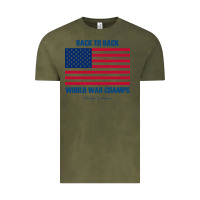 Vintage Olive newback to back world war champs back Vintage Tee - linhVisuals