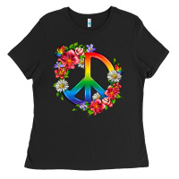 Black Peace Pride LGBTQ+ And Flowers Ladies Tee - BundleAndBundleShop