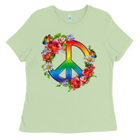 Matcha Peace Pride LGBTQ+ And Flowers Ladies Tee - BundleAndBundleShop