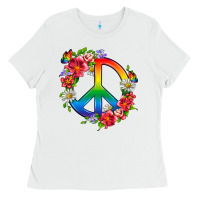 Peace Pride Lgbtq+ And Flowers Ladies Tee | Teevron