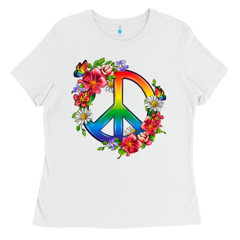 Peace Pride Lgbtq+ And Flowers Ladies Tee by BundleAndBundleShop | Teevron