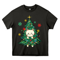 Asphalt christmas tree cat Heavy Core Tee - MaliasSmallBusiness