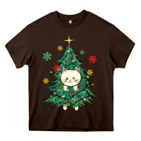 Christmas Tree Cat Heavy Core Tee | Teevron