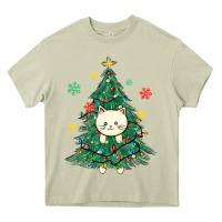Mossy christmas tree cat Heavy Core Tee - MaliasSmallBusiness