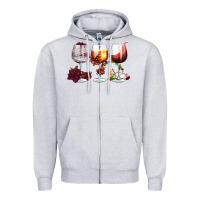Heather Grey hallothanksmas halloween thanksgiving  christmas wine Zipper Hoodie - FaDigitalArtStudio
