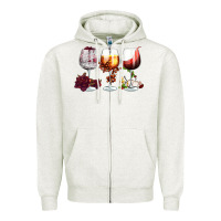Oatmeal Heather hallothanksmas halloween thanksgiving  christmas wine Zipper Hoodie - FaDigitalArtStudio