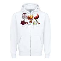 White hallothanksmas halloween thanksgiving  christmas wine Zipper Hoodie - FaDigitalArtStudio