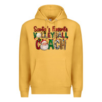 Mustard Santa's Favorite Volleyball Coach For Christmas Premium Hoodie - FaDigitalArtStudio