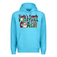 Ocean Blue Santa's Favorite Volleyball Coach For Christmas Premium Hoodie - FaDigitalArtStudio