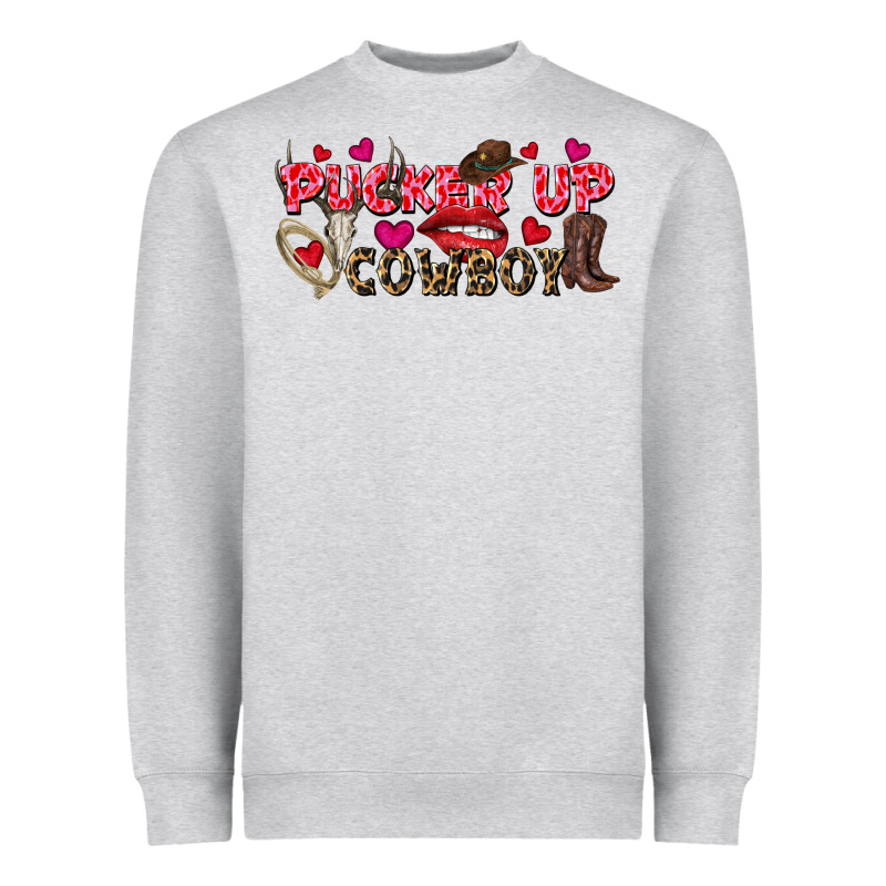Pucker Up Cowboy Valentine's Day Heavyweight Sweatshirt by FaDigitalArtStudio | Teevron