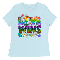 Baby Blue Pride LGBTQ+ Love Wins Ladies Tee - BundleAndBundleShop