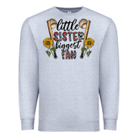 Heather Grey little sister biggest fan Premium Sweatshirt - CowhideDigitalArt