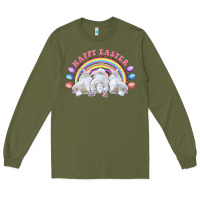 Army Green Happy easter bunny tails Long Sleeve Tee - RanaPortraitStore