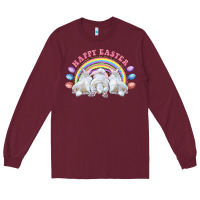 Burgundy Happy easter bunny tails Long Sleeve Tee - RanaPortraitStore