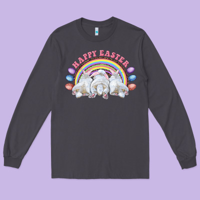 Happy Easter Bunny Tails Long Sleeve Tee Designed By Ranaportraitstore
