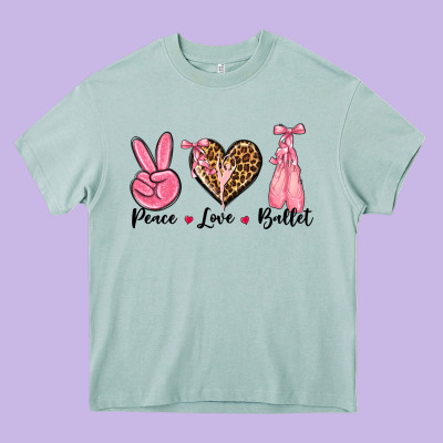 Peace Love Ballet Heavy Core Tee Designed By Nancycooperartshop