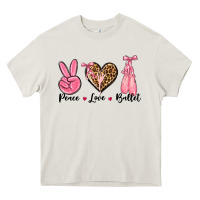 Cream peace love ballet Heavy Core Tee - NancyCooperArtShop
