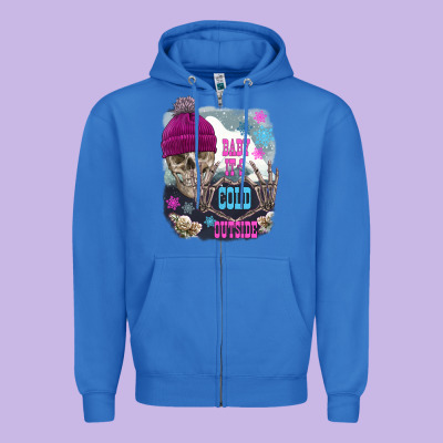 Skeleton Baby It's Cold Outside Zipper Hoodie Designed By Fadigitalartstudio