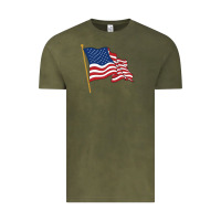 Vintage Olive American flag Vintage Tee - linhVisuals