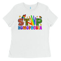 White Western Stop Homophobia Ladies Tee - BundleAndBundleShop