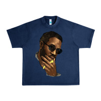Navy black man Urban Heavy Tee - NancyCooperArtShop
