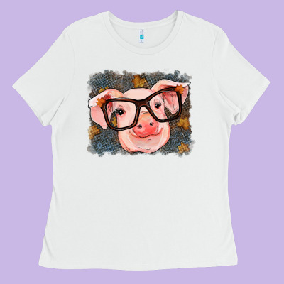 Fall Autumn Pig Ladies Tee Designed By Ranaportraitstore