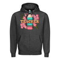 Charcoal Heather teacher floral pencil Zipper Hoodie - BundleAndBundleShop