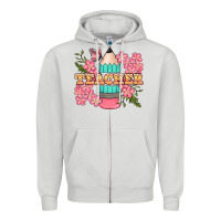 Dove Grey teacher floral pencil Zipper Hoodie - BundleAndBundleShop