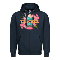 Navy teacher floral pencil Zipper Hoodie - BundleAndBundleShop