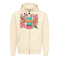 Sandshell teacher floral pencil Zipper Hoodie - BundleAndBundleShop