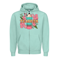 Seafoam teacher floral pencil Zipper Hoodie - BundleAndBundleShop