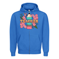 True Royal teacher floral pencil Zipper Hoodie - BundleAndBundleShop