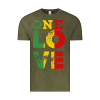 Vintage Olive one love rasta reggae Vintage Tee - linhVisuals