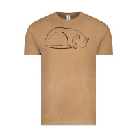 Sleeping Cat Line Art Vintage Tee | Teevron