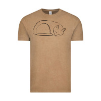 Vintage Coffee Sleeping Cat Line Art Vintage Tee - linhVisuals