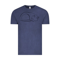 Vintage Denim Sleeping Cat Line Art Vintage Tee - linhVisuals