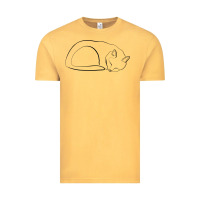 Vintage Mustard Sleeping Cat Line Art Vintage Tee - linhVisuals