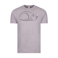 Vintage Zinc Sleeping Cat Line Art Vintage Tee - linhVisuals