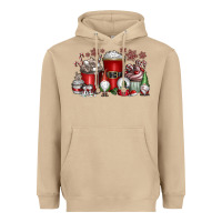 Mushroom Christmas Coffee Drink Heavyweight Hoodie - CowhideDigitalArt