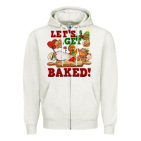 Oatmeal Heather let's get baked Zipper Hoodie - FaDigitalArtStudio