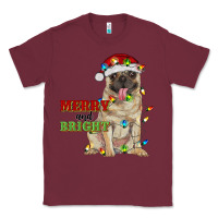 Burgundy merry and bright pug Classic Tee - RanaPortraitStore