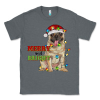 Charcoal Heather merry and bright pug Classic Tee - RanaPortraitStore