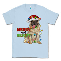 Dusty Blue merry and bright pug Classic Tee - RanaPortraitStore